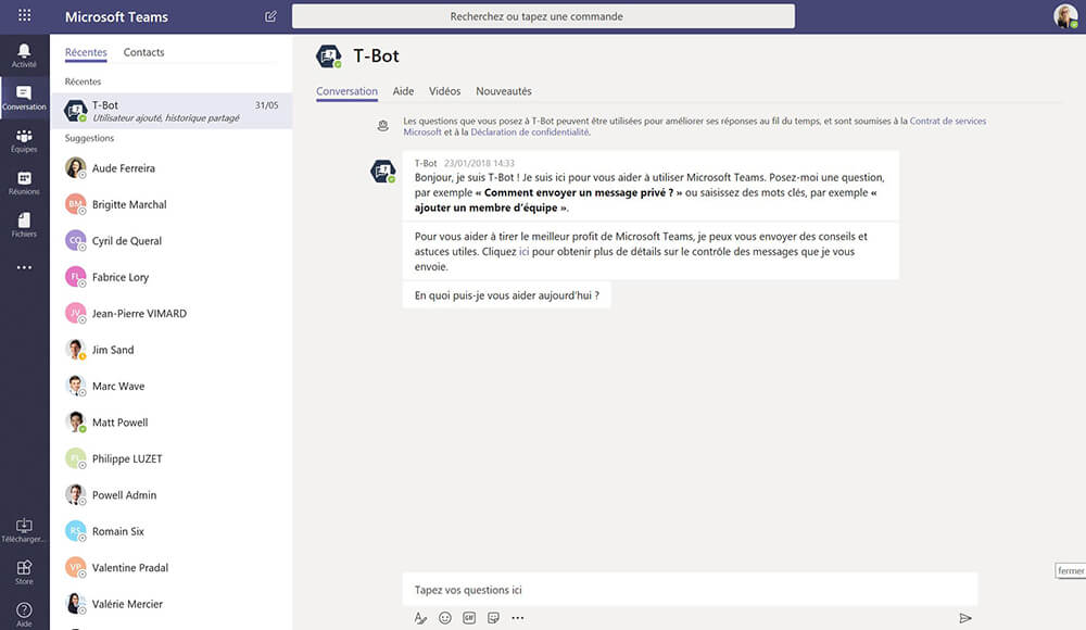 Microsoft Teams chat feature