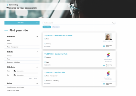Finding ride on Powell Intranet Carpooling tool 