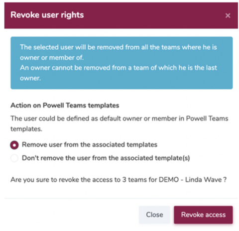 Revoke user rights