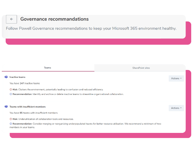 Microsoft 365 governance recommendations