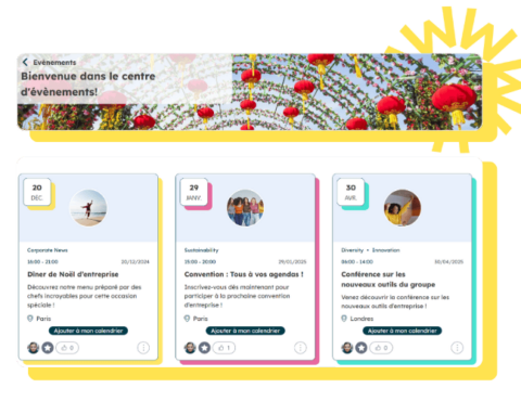 centre d'évènements intranet