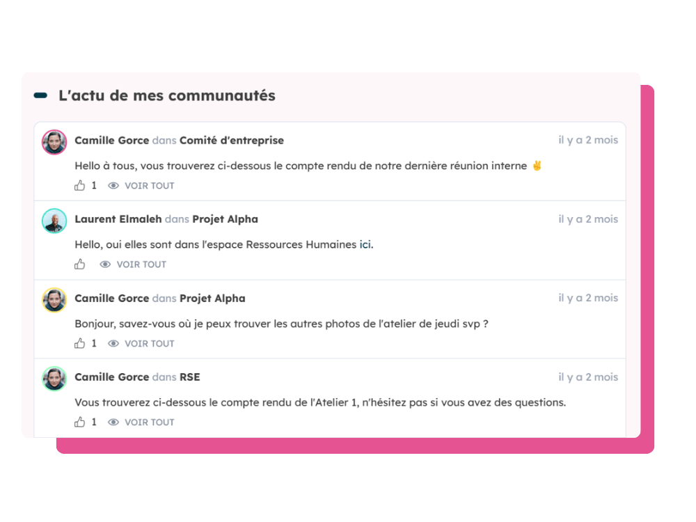 actualités communautés intranet