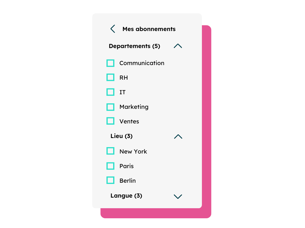 Gestion abonnement communication intranet