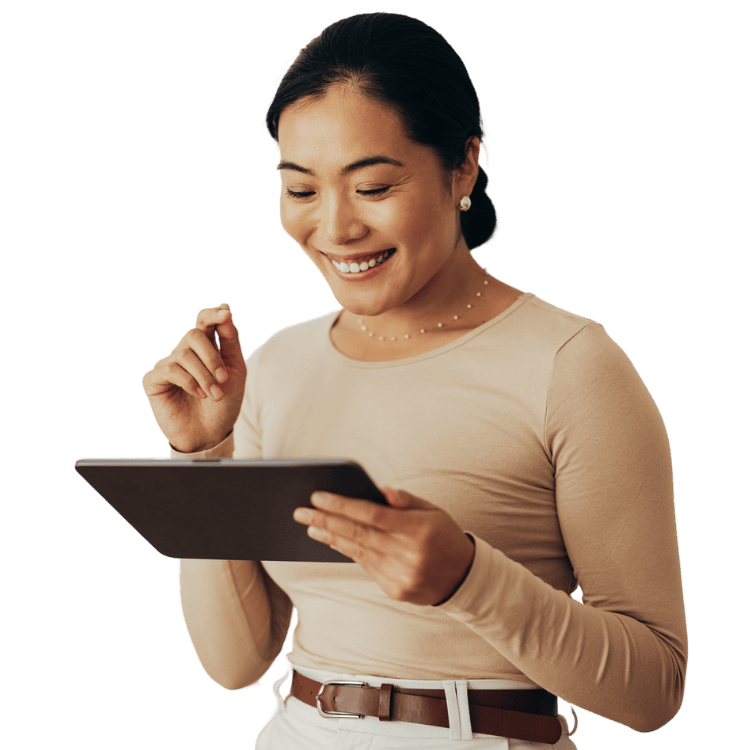 Woman looking at tablet computer