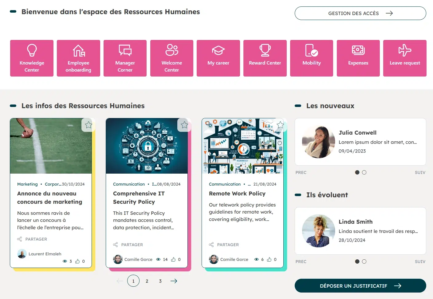 espace RH intranet