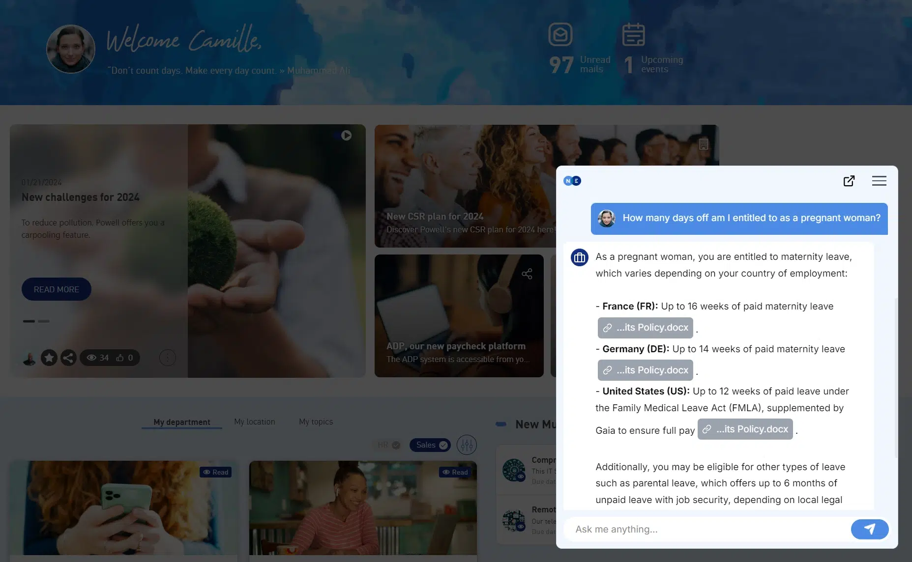 chatbot RH intranet