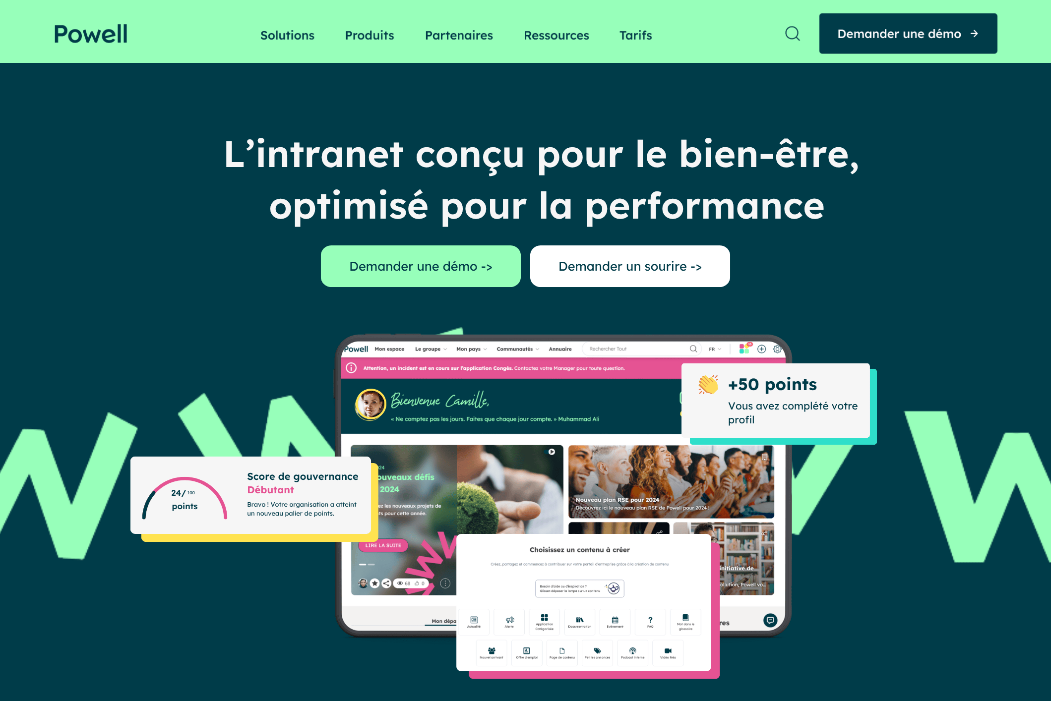 exemple site web Powell intranet