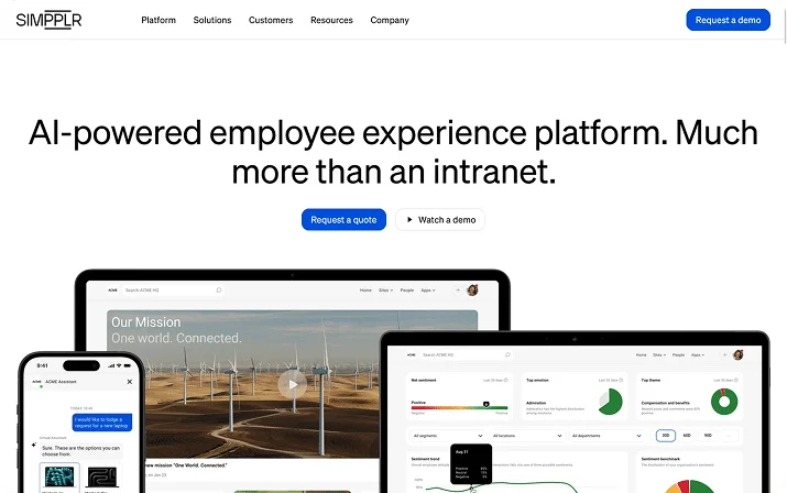 exemple site web intranet simpplr