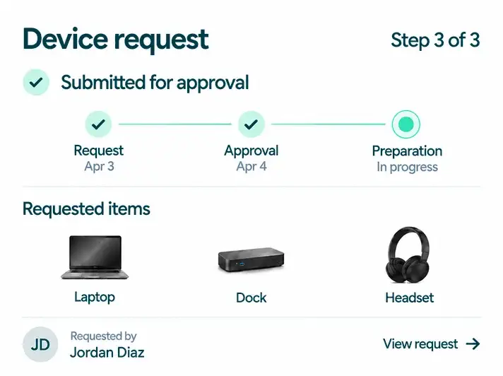 Employee completing an everyday task directly from the Powell intranet