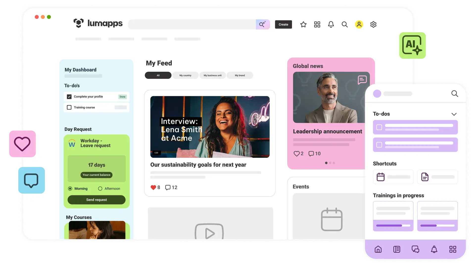 lumapps intranet screenshot
