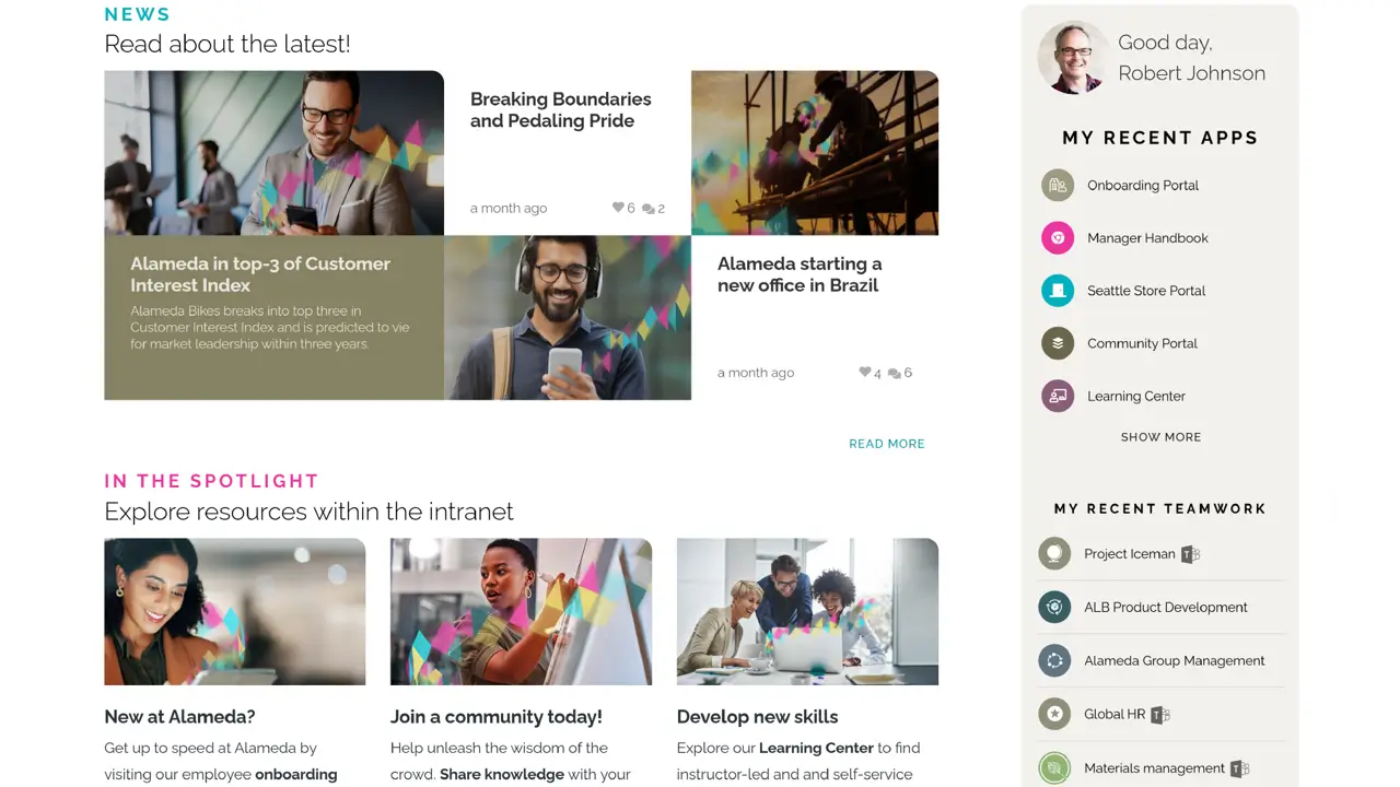 omnia intranet screenshot